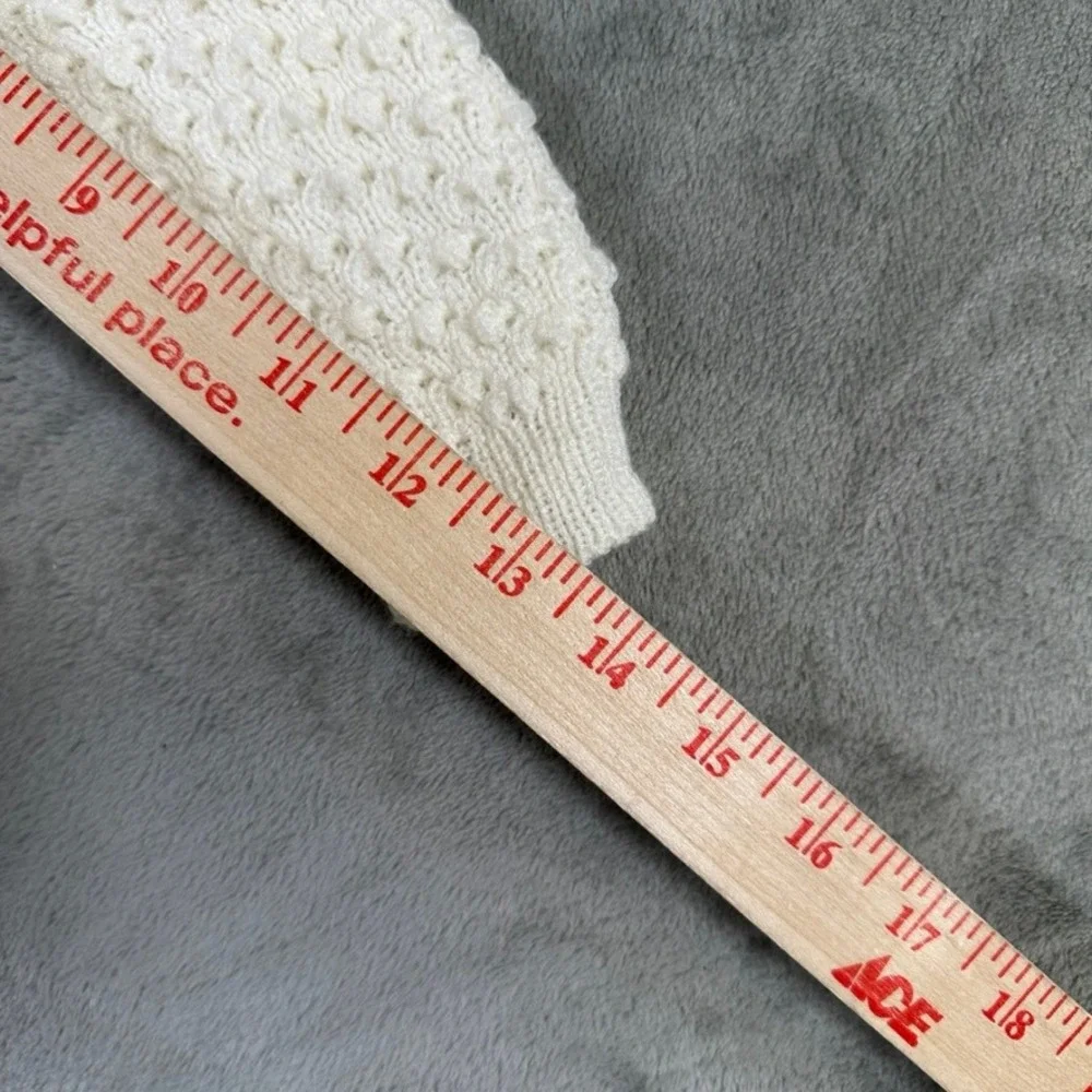 Vintage Handmade Knit Baby Set Ivory Hooded Cardigan & Pants Popcorn Pointelle